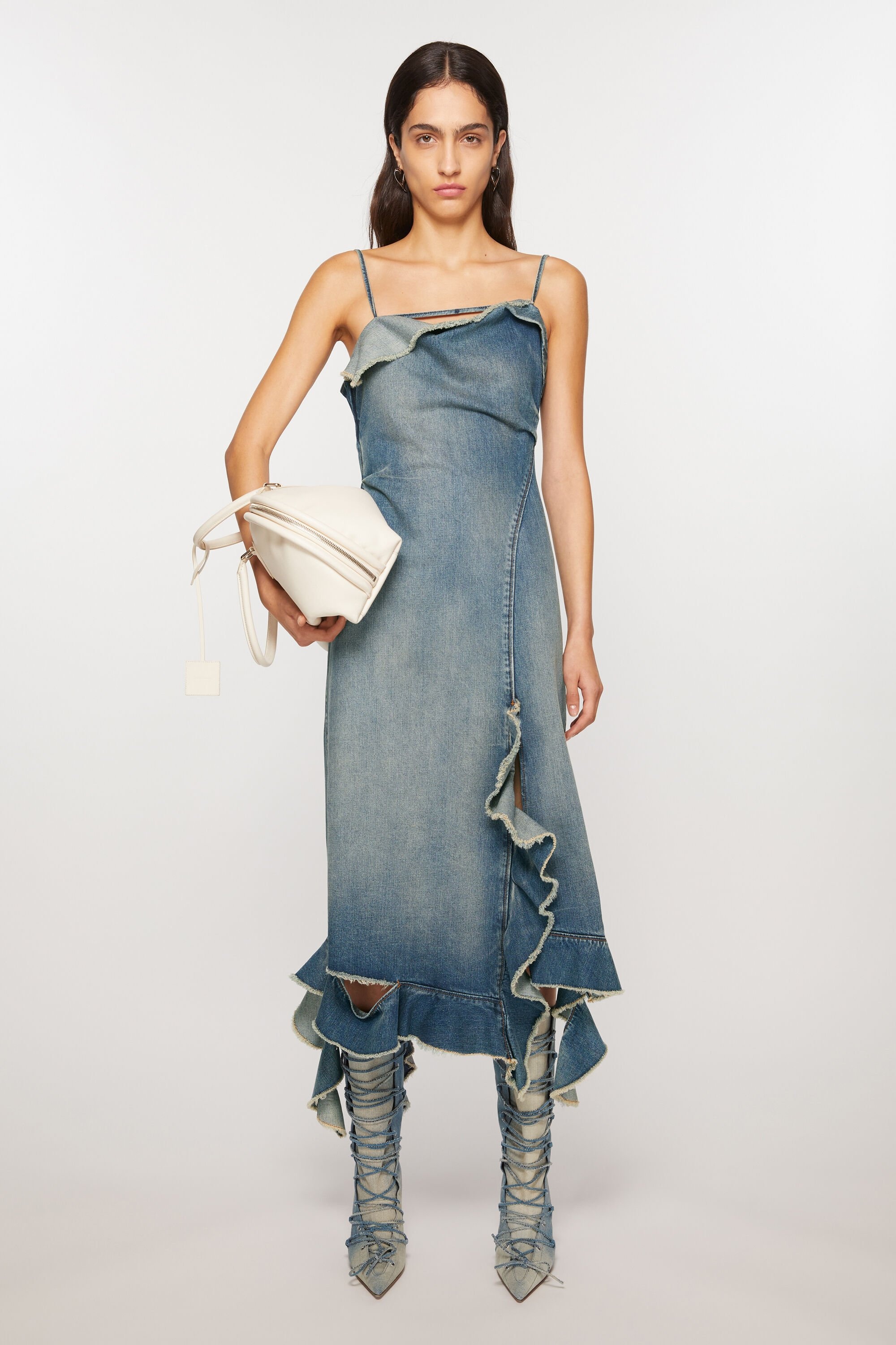 Lace-up heel boots - Dusty blue - 2
