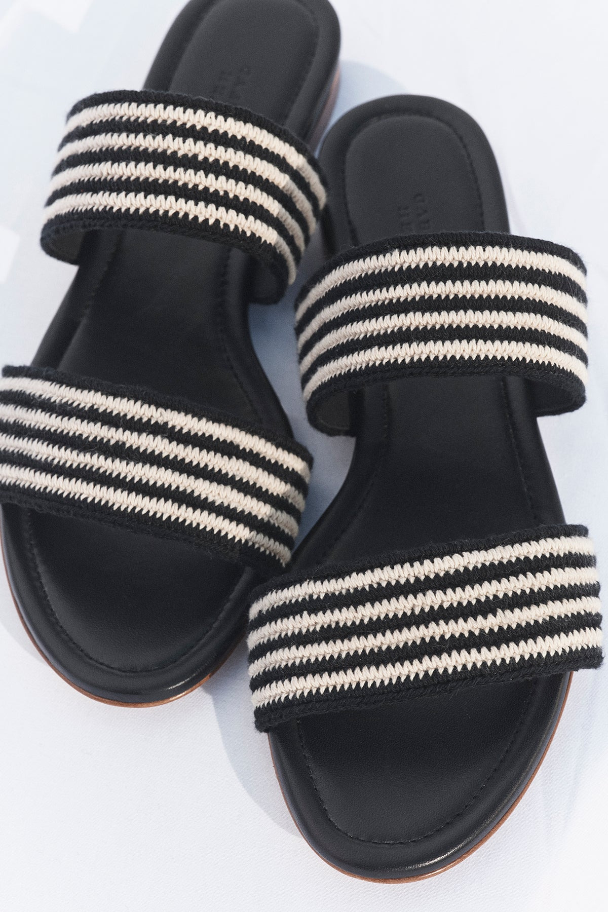Lora Flat Sandal in Black Multi Leather Crochet - 2