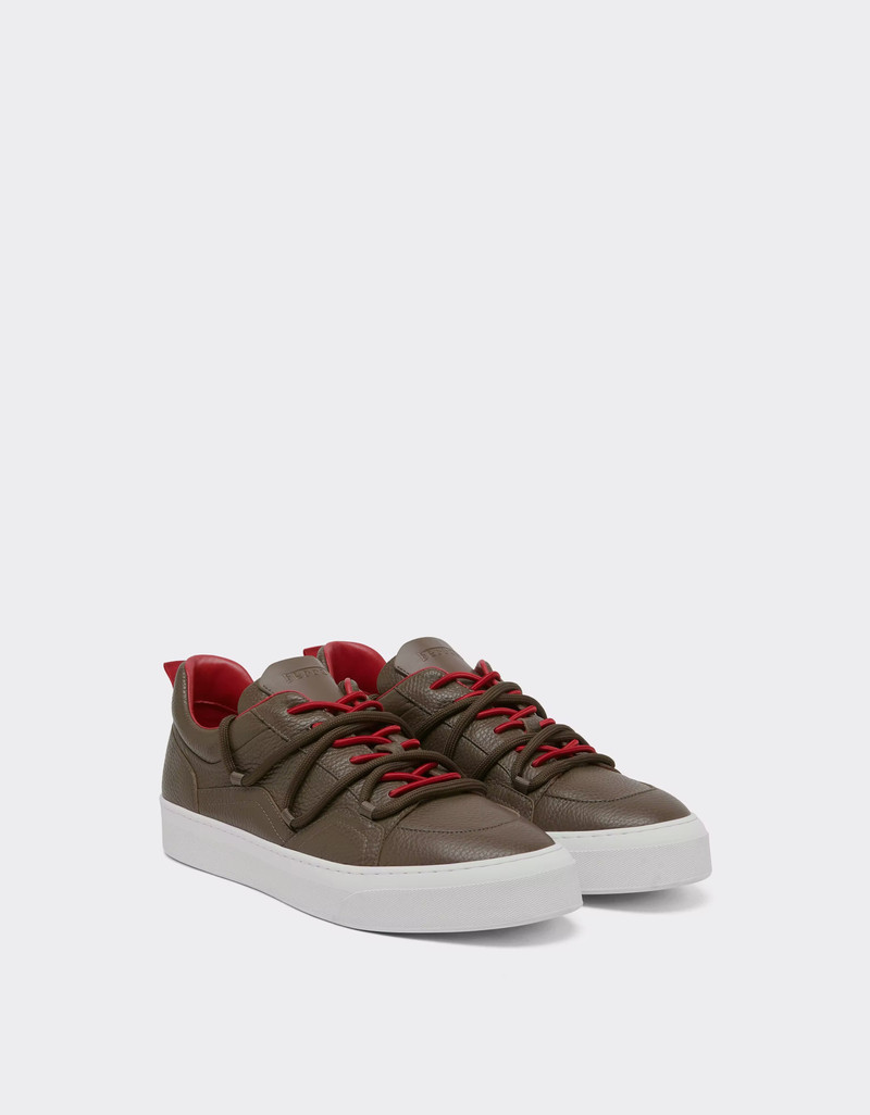 Ferrari Low-top Sneakers in Maroon Leather outlook
