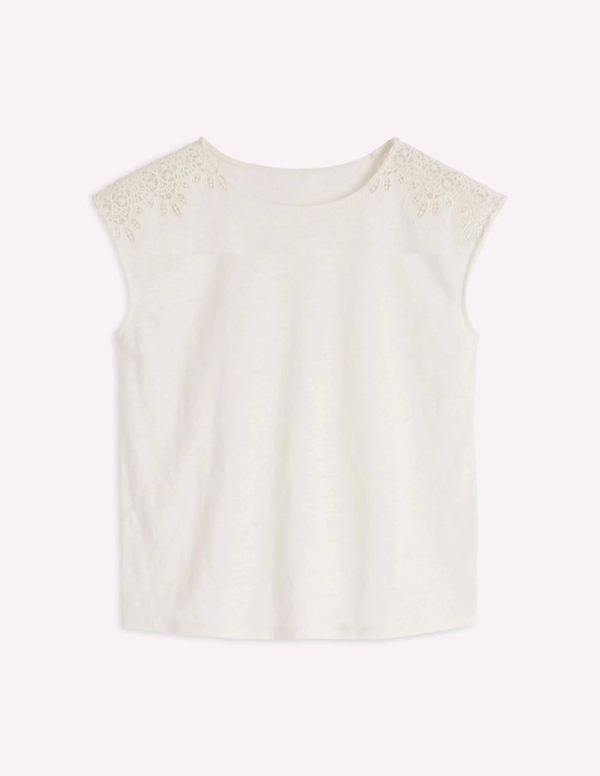 Tara Cutwork Linen Tee-Ivory - 1