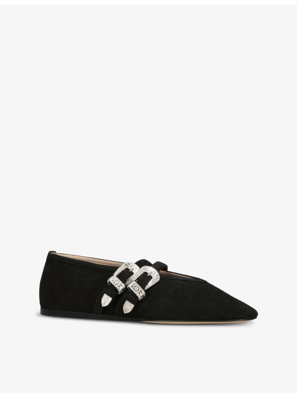 Claudia double-strap suede ballet courts - 3