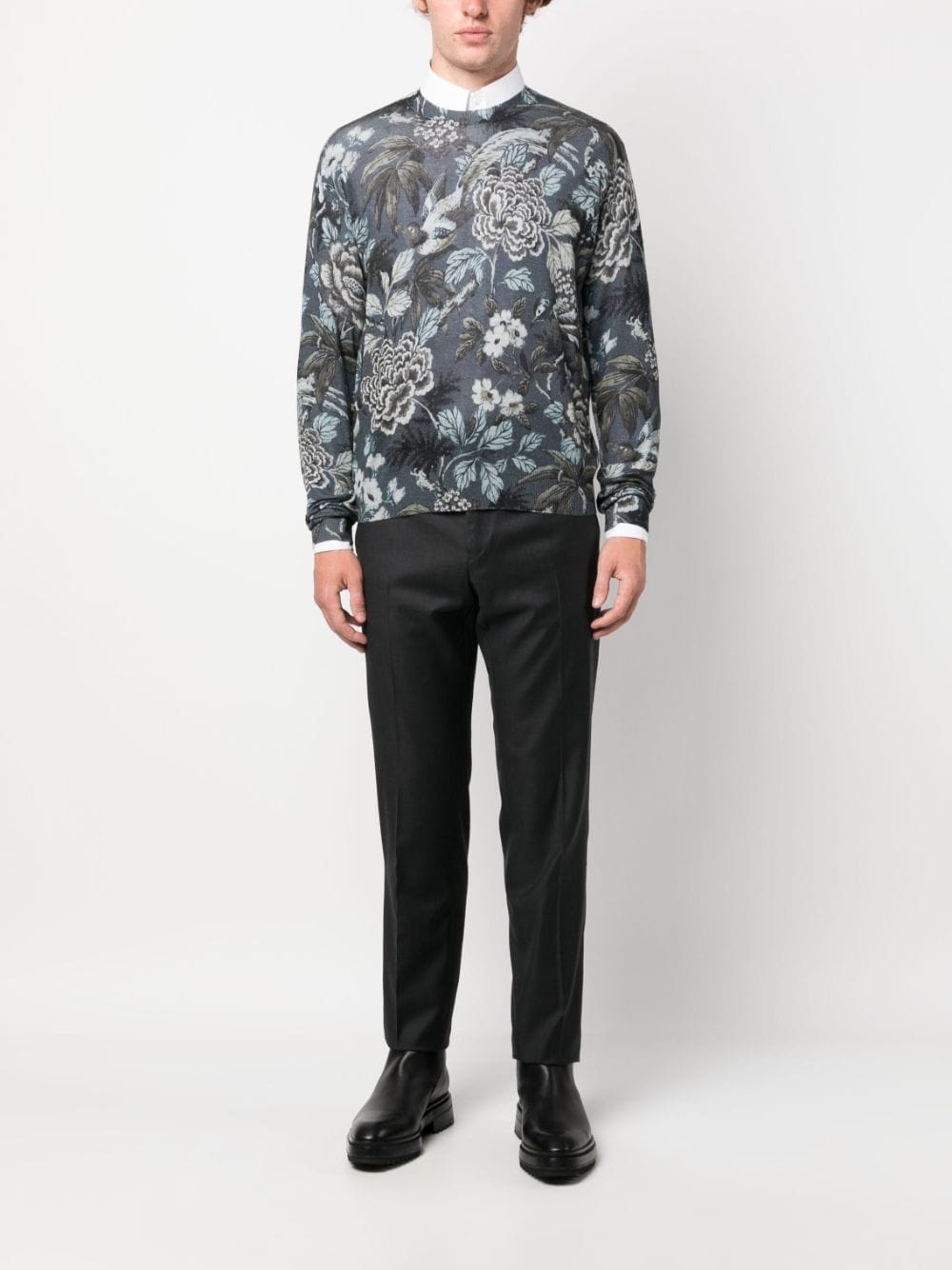 virgin wool slim-cut trousers - 2