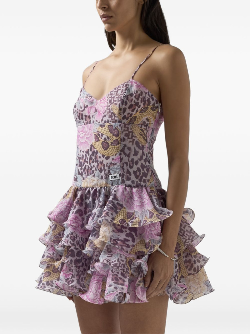 animal-print ruffled mini dress 3