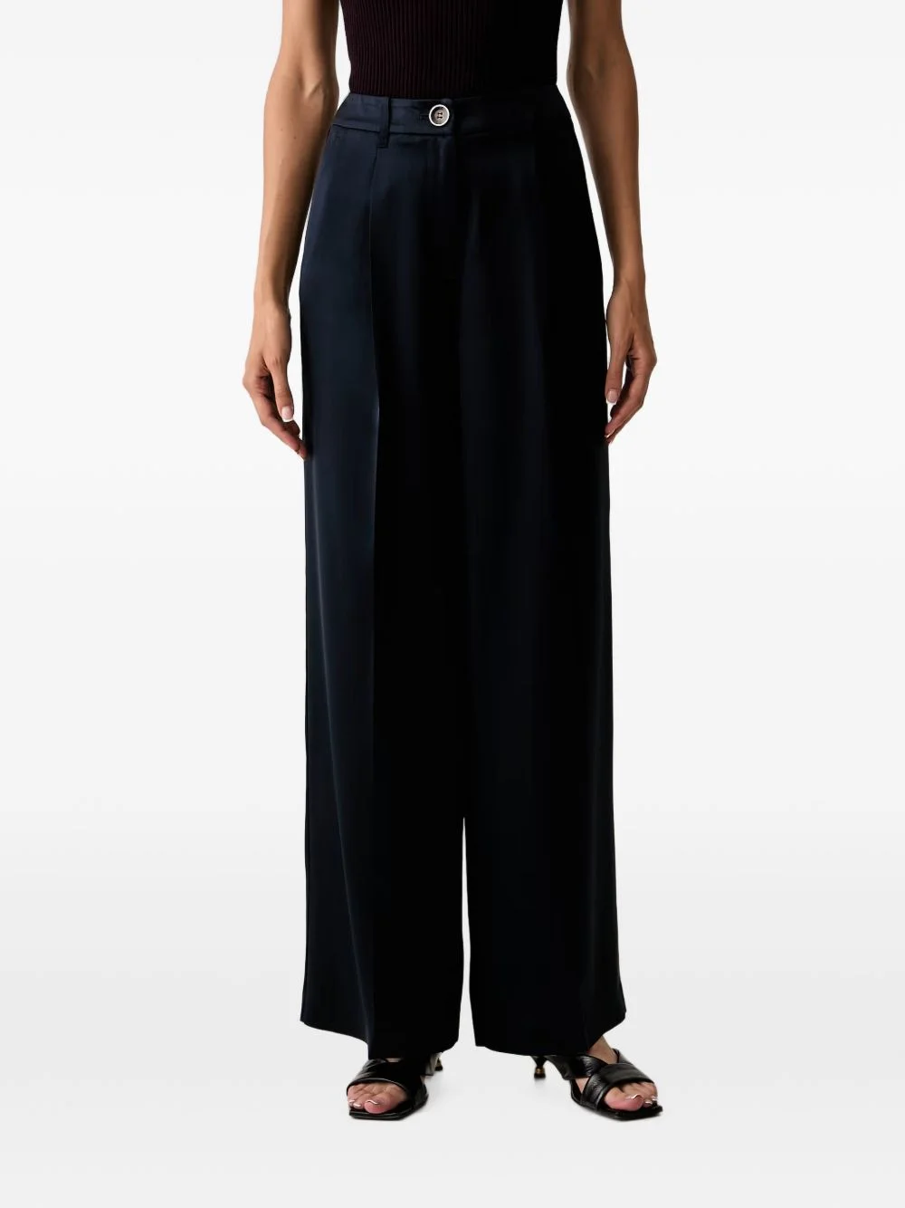 satin-finish wide-leg trousers - 1