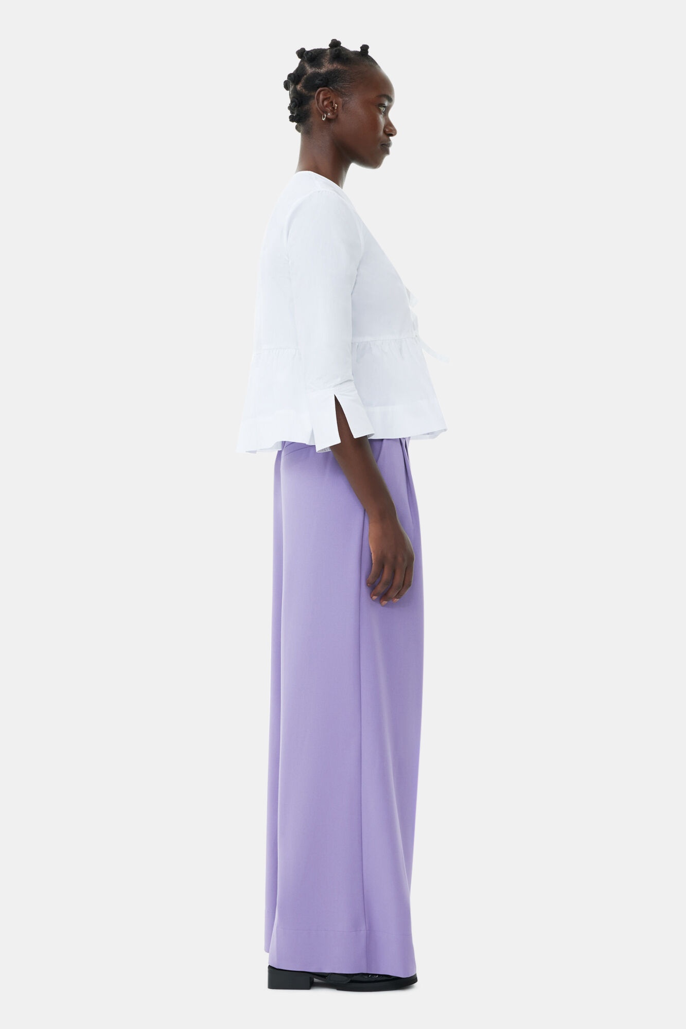 PURPLE LIGHT HIGH WAIST FLARED LEG PANTS - 4