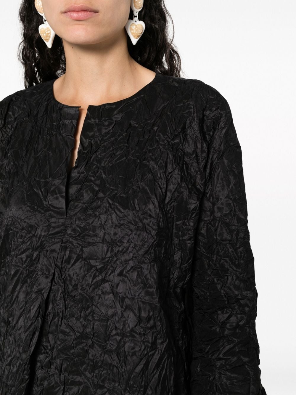 crinkled silk midi dress - 5