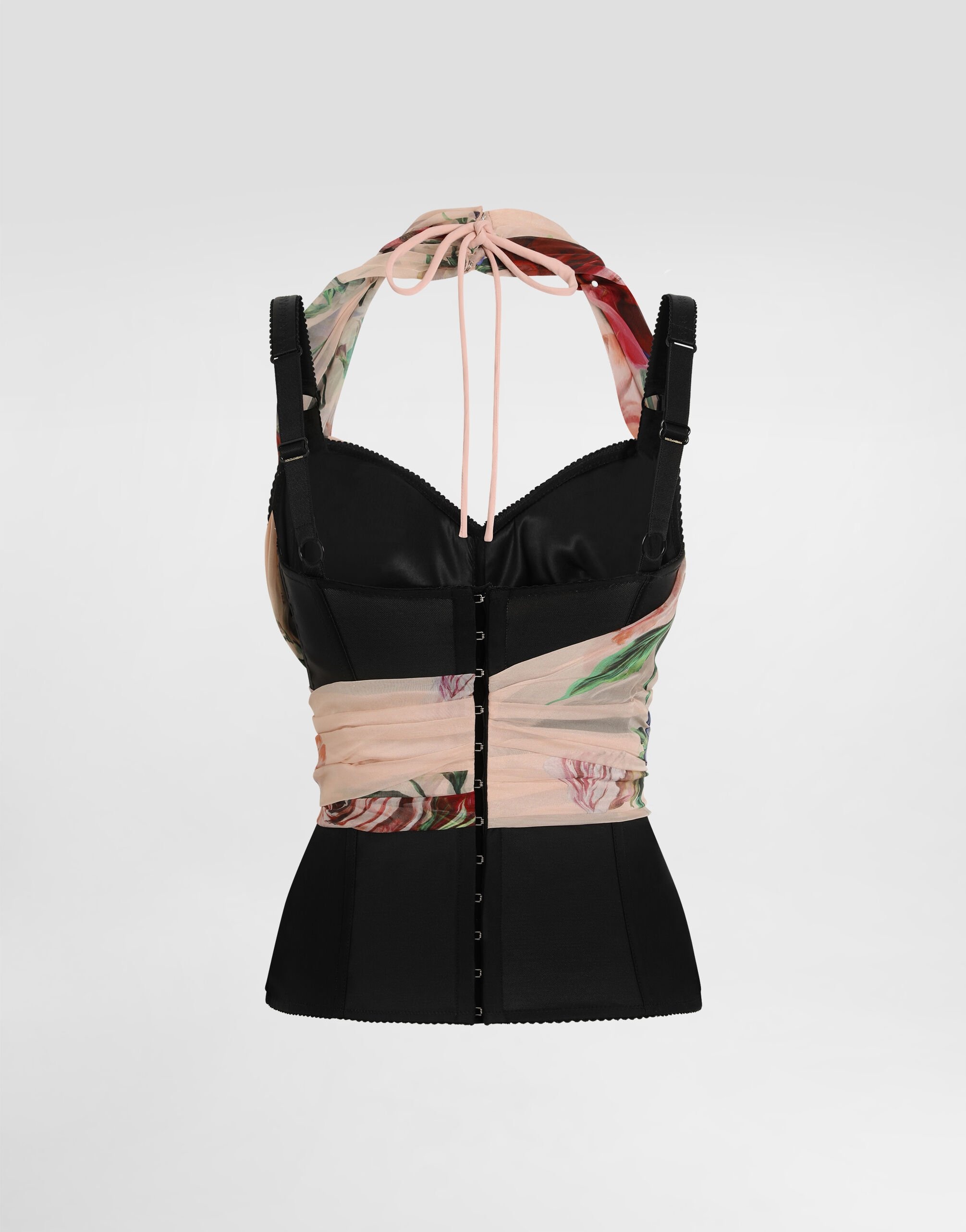 Marquisette and chiffon corset top with floral print - 6