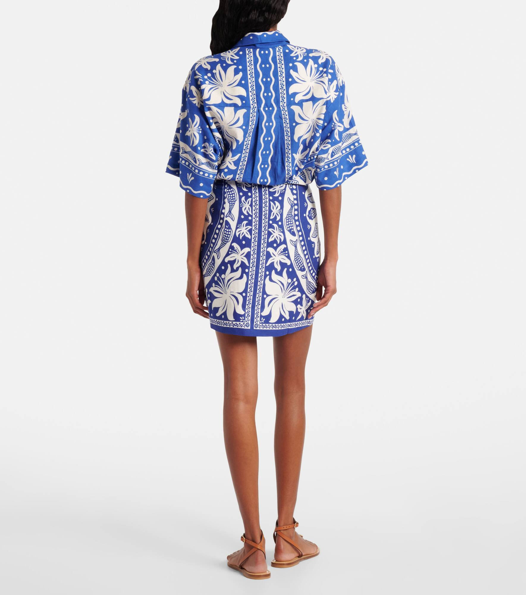 Ocean Scarf linen-blend miniskirt - 3