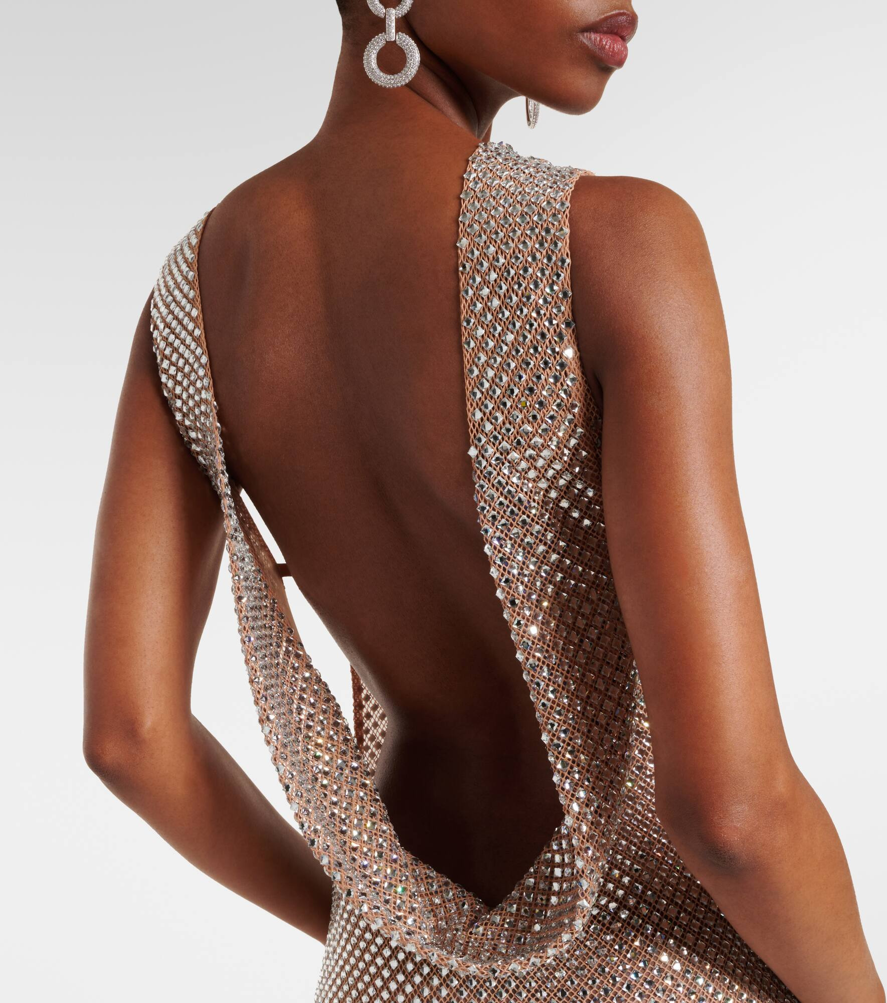 Rhinestone draped open-back maxi dress - 7