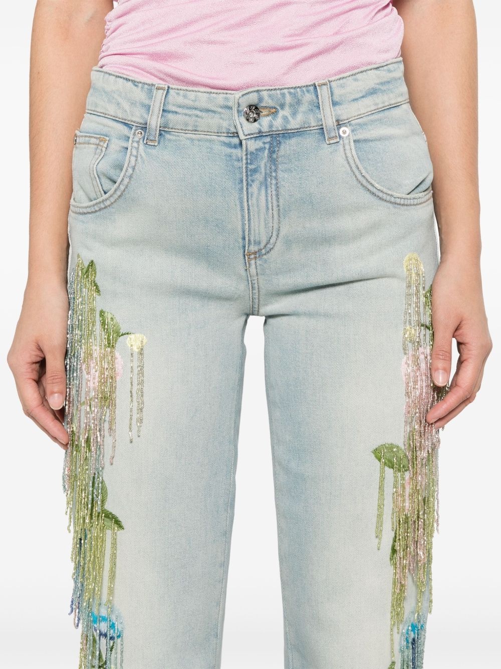 bead-tassel jeans - 5