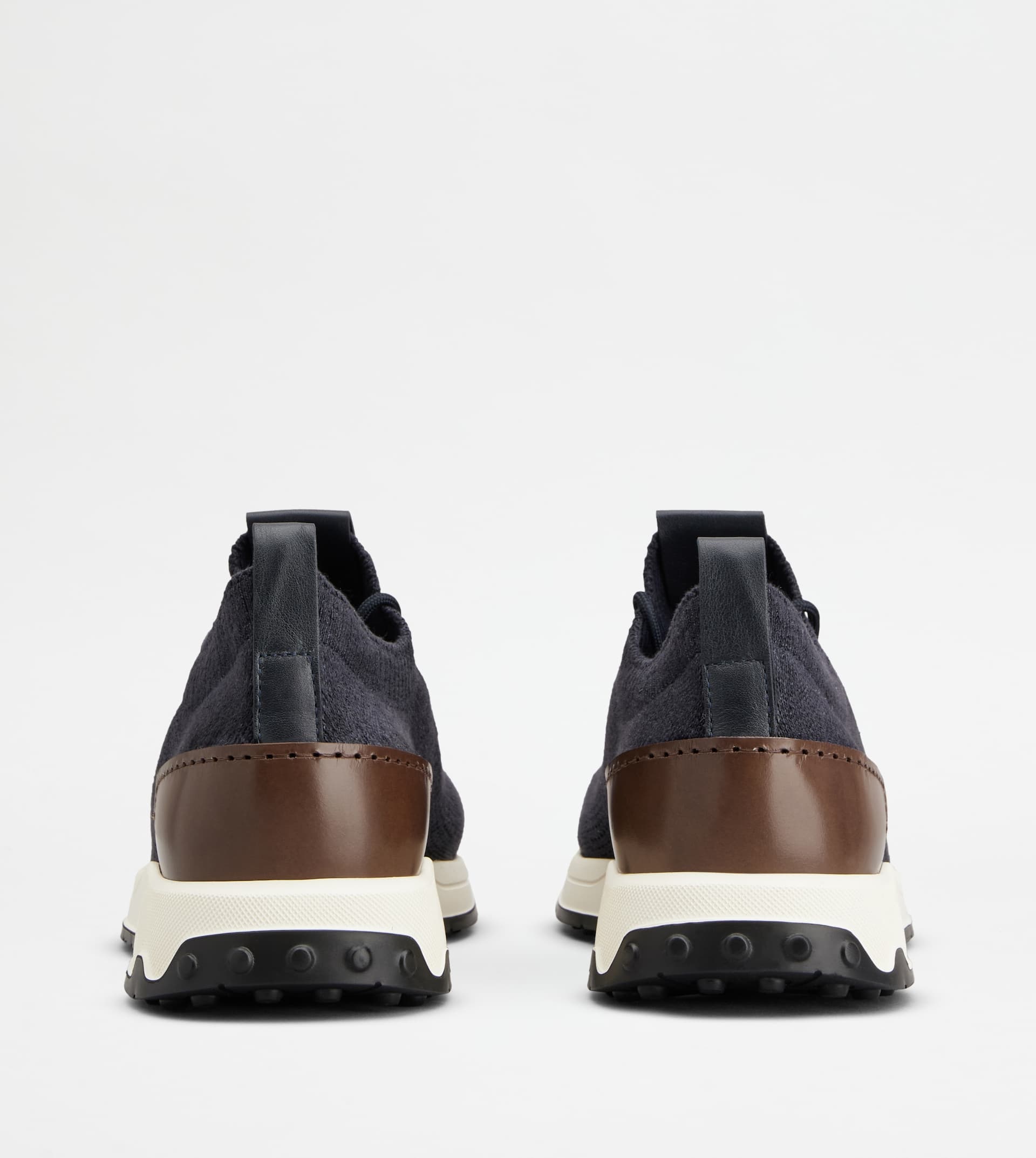 SOCK SNEAKERS IN TECHNICAL FABRIC AND LEATHER - BLUE, BROWN - 2