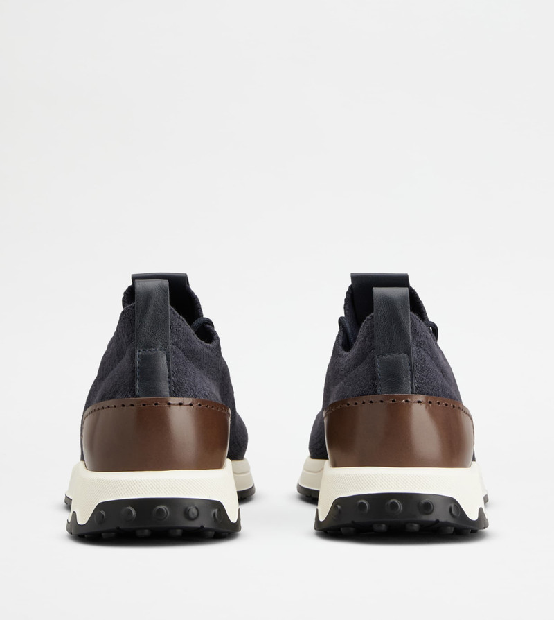 Tod's SOCK SNEAKERS IN TECHNICAL FABRIC AND LEATHER - BLUE, BROWN outlook