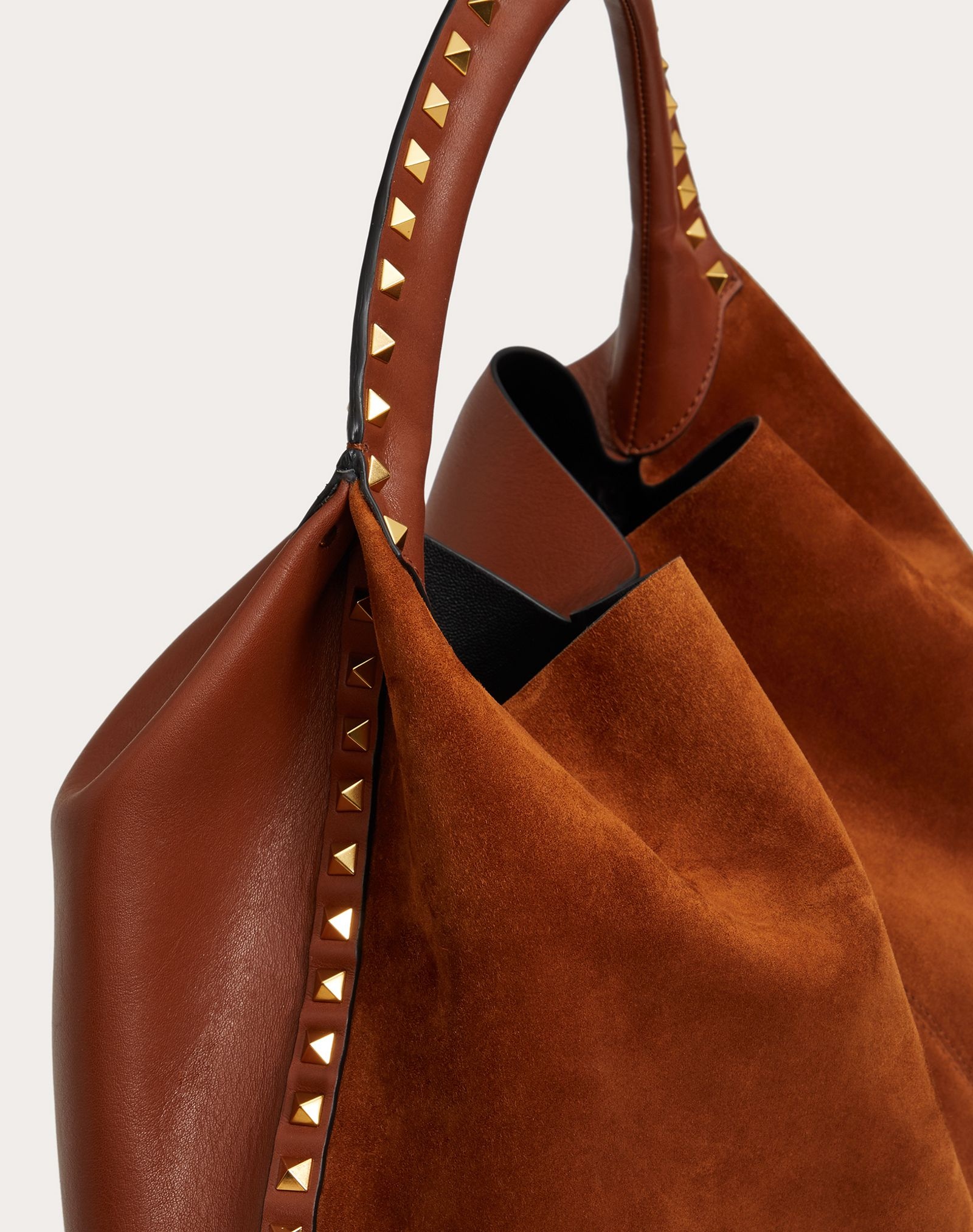 Rockstud Suede Calfskin and Full-Grain Calfskin Hobo Bag - 5