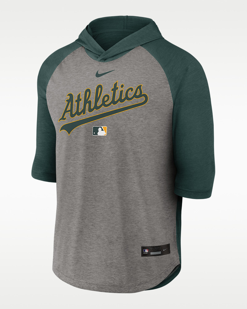 Athletics Authentic Collection Flux Men's Nike Dri-FIT MLB 3/4-Sleeve Hooded T-Shirt 1