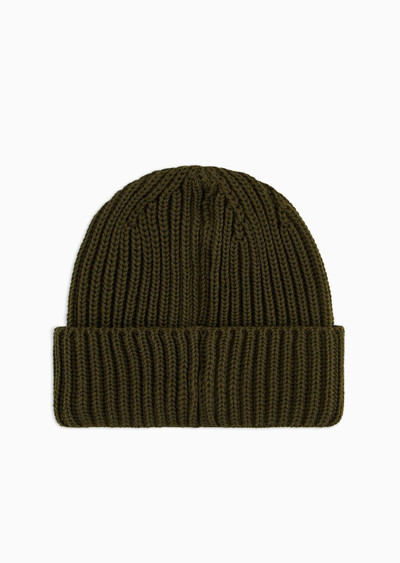 EMPORIO ARMANI Fisherman’s rib virgin wool-blend beanie outlook