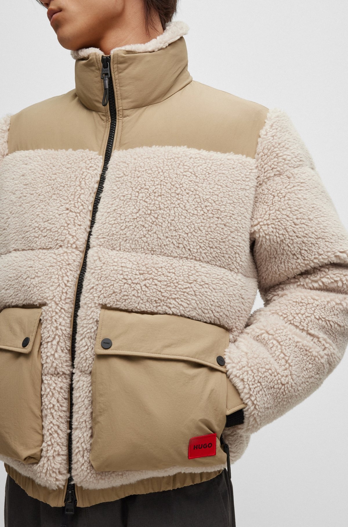 REGULAR-FIT JACKET IN MIXED MATERIALS - 5