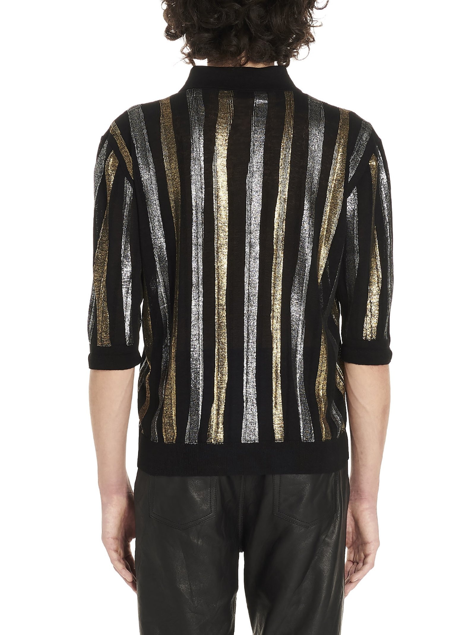 Saint Laurent Metallic Striped Polo Shirt - 2