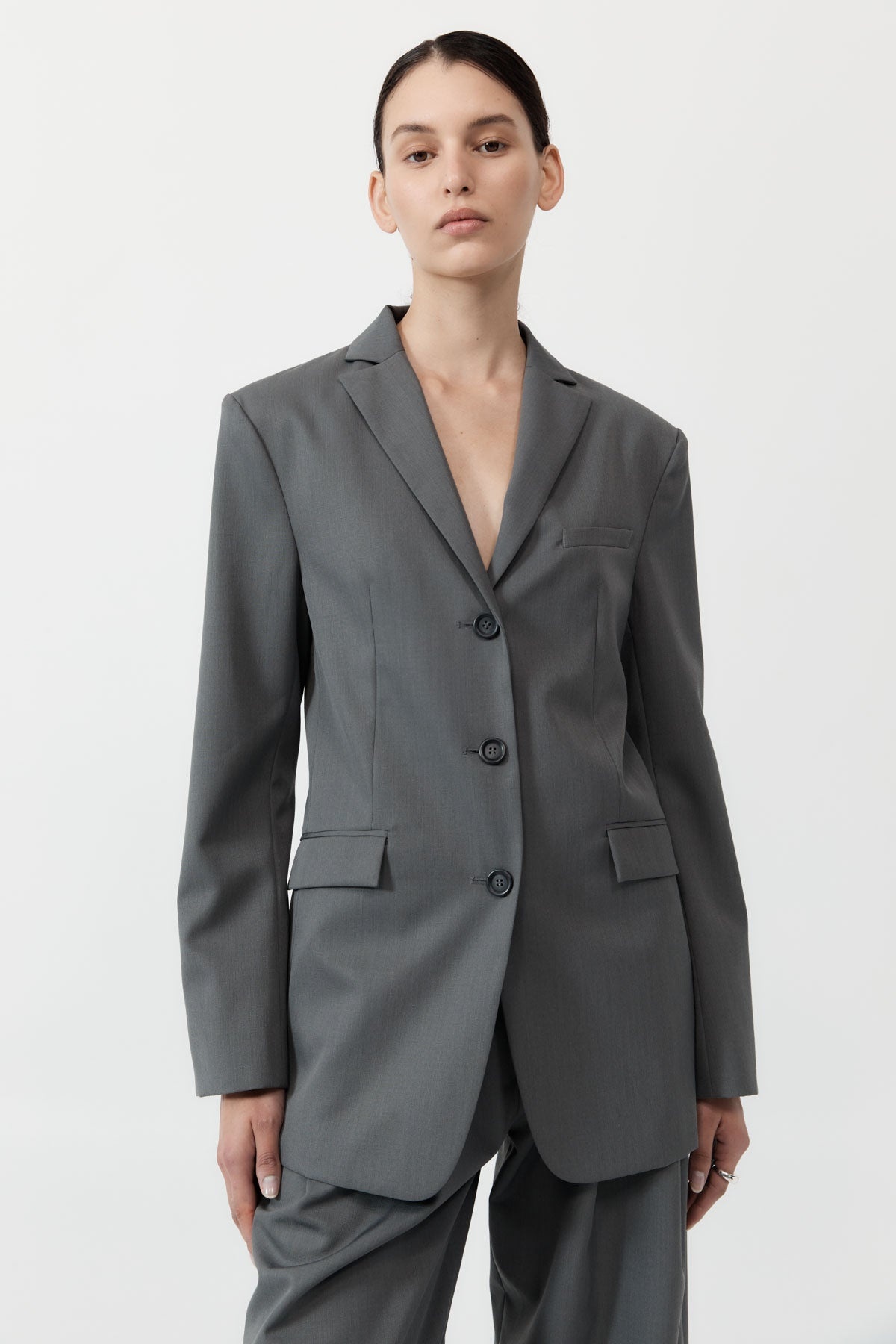 Homme Belted Blazer - Pewter Grey - 2