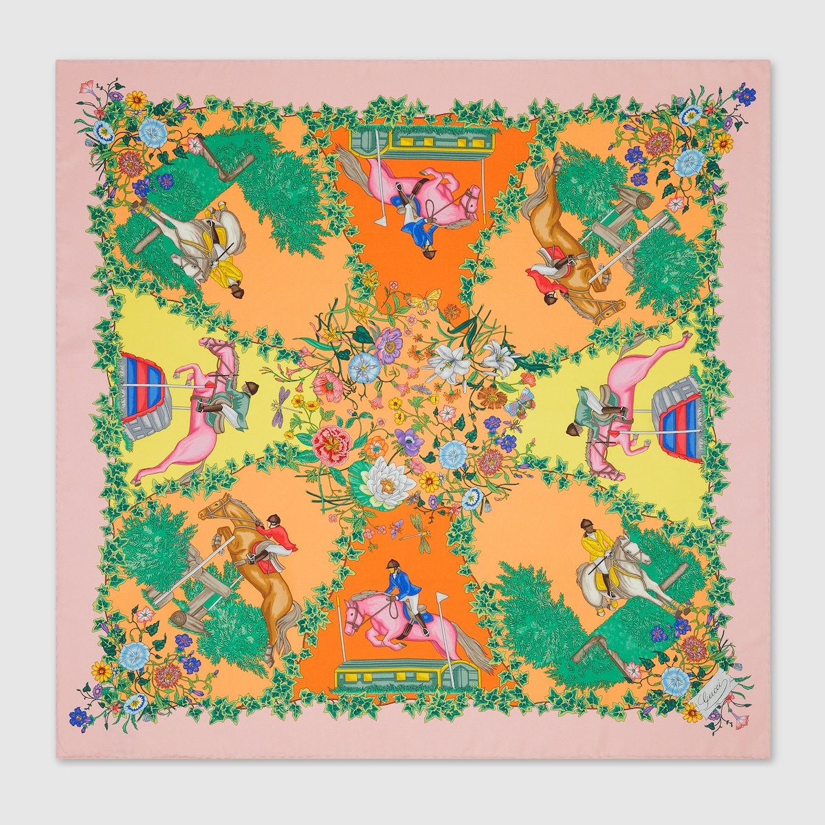 Allover floral print silk carré - 1