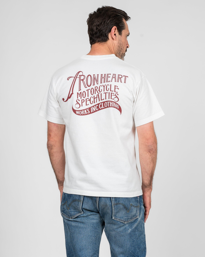 Iron Heart 7.5OZ PRINTED LOOPWHEEL CREW NECK T-SHIRT - WHITE outlook