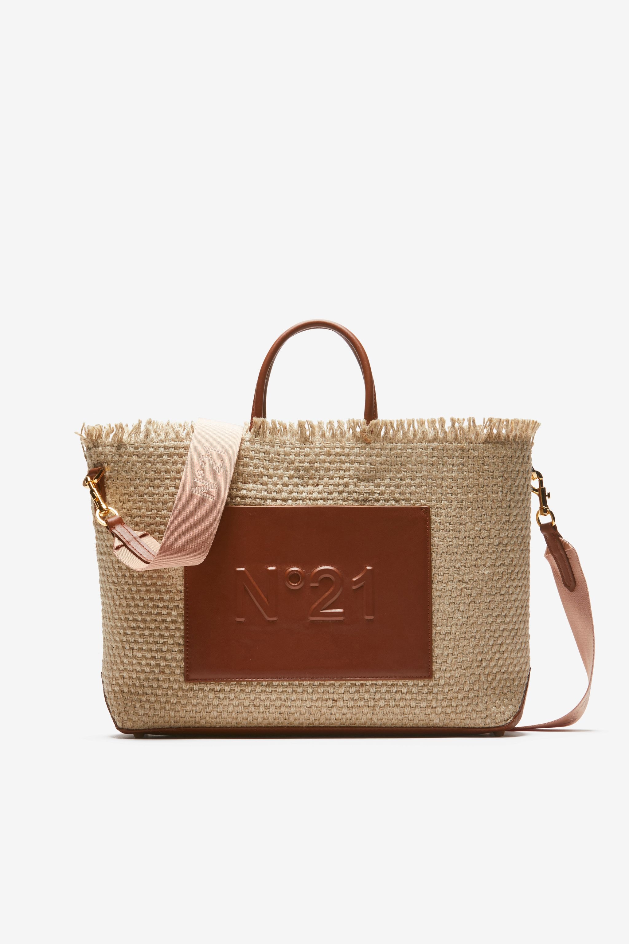 LOGO-EMBOSSED WOVEN SHOPPER - 1