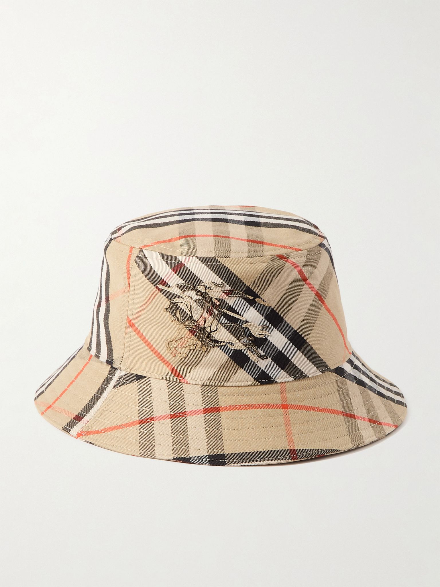 Logo-Appliquéd Checked Twill Bucket Hat Brown - 3
