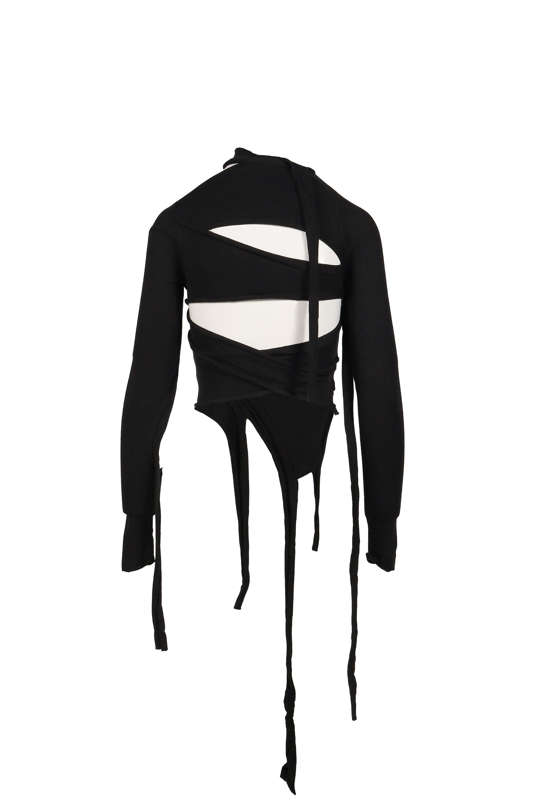 CUT-OUT KNIT LONG SLEEVE / BLACK - 2