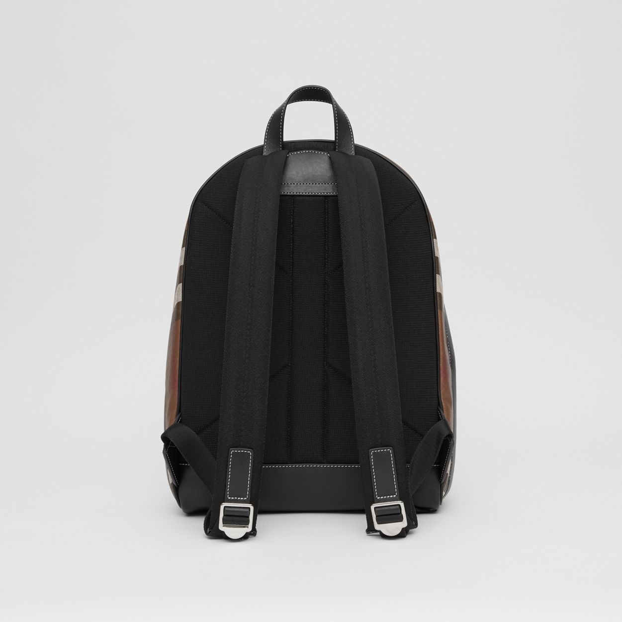 Check and Leather Backpack - 8