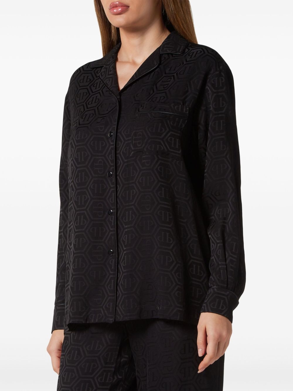 monogram-pattern long-sleeve shirt - 2