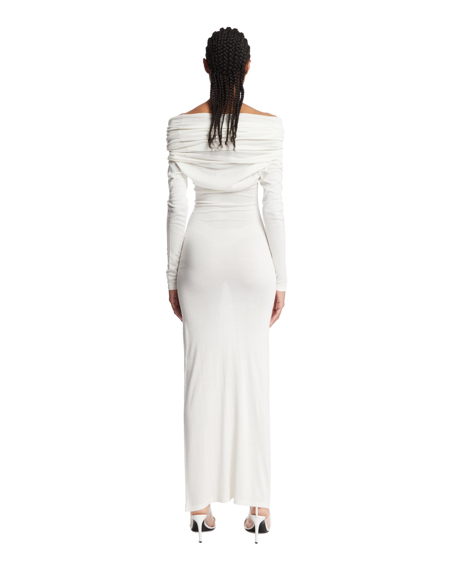 White Draped Dress - 3