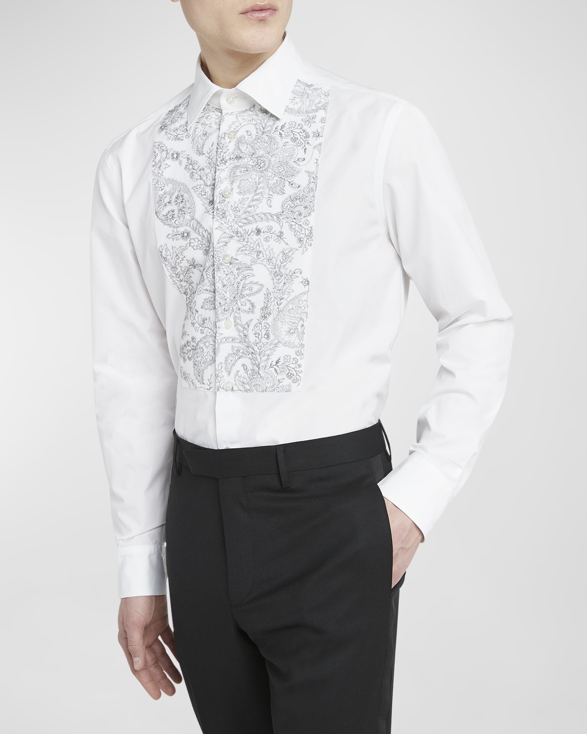 Men's Paisley Embroidered Bib Dress Shirt - 6