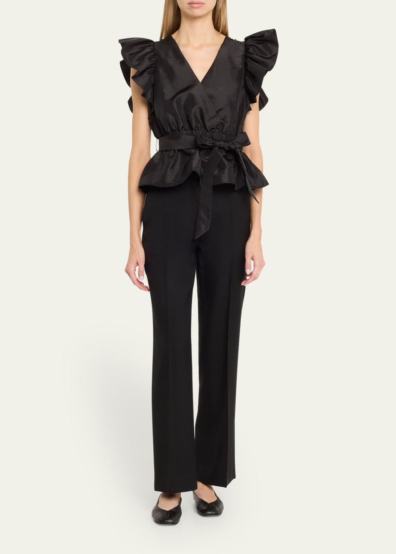 SIMKHAI Adelaide Ruffle-Sleeve Wrap Top outlook