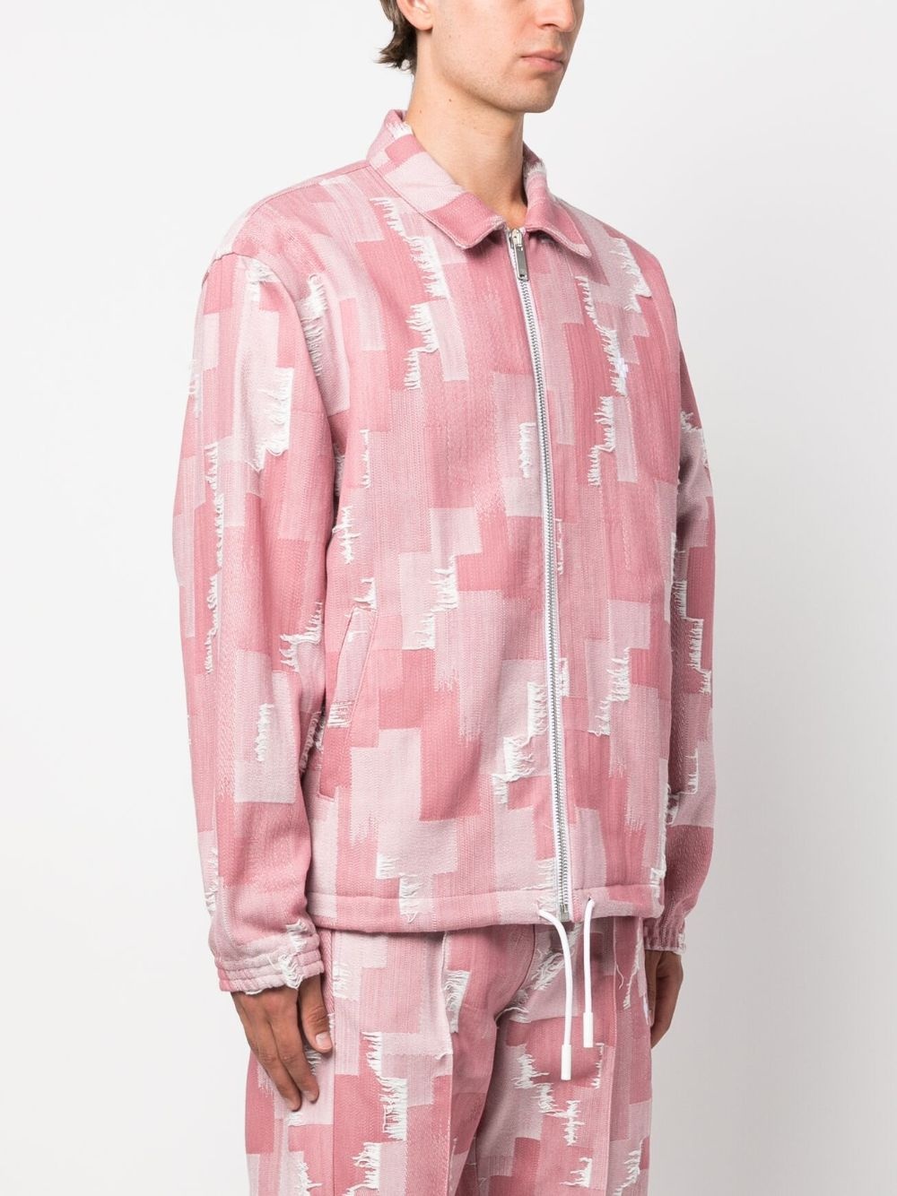 geometric-print shirt jacket - 3