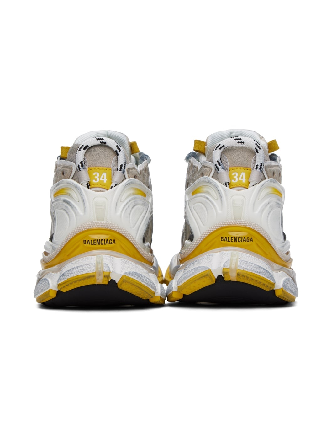 White & Yellow Runner Sneakers - 2