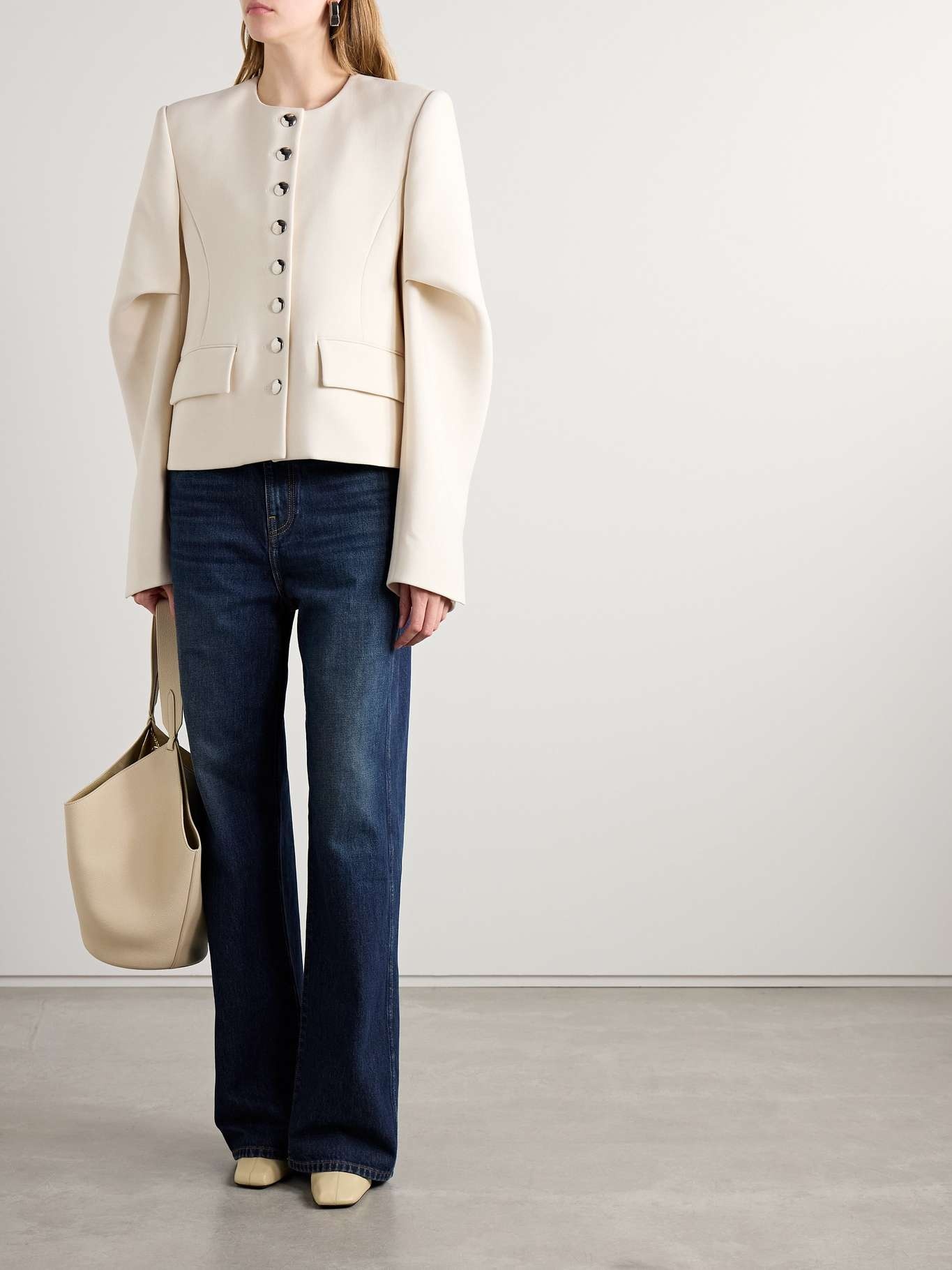 Darlman draped twill blazer Cream - 2