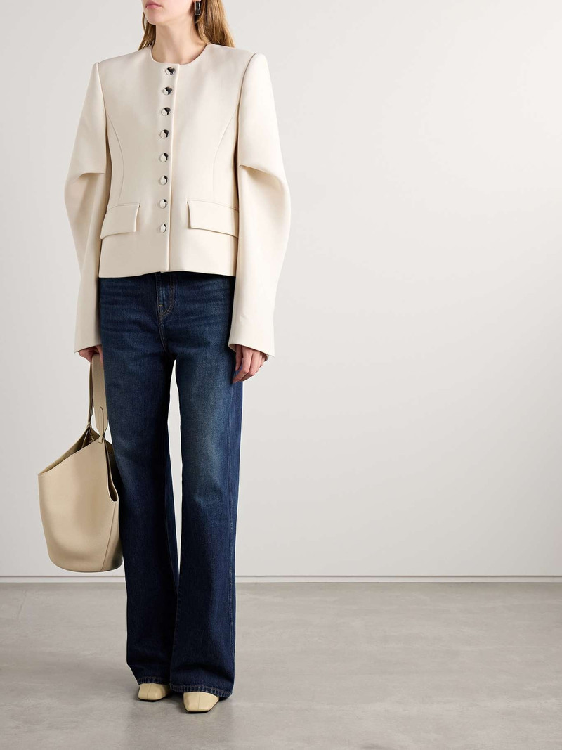 KHAITE Darlman draped twill blazer Cream outlook