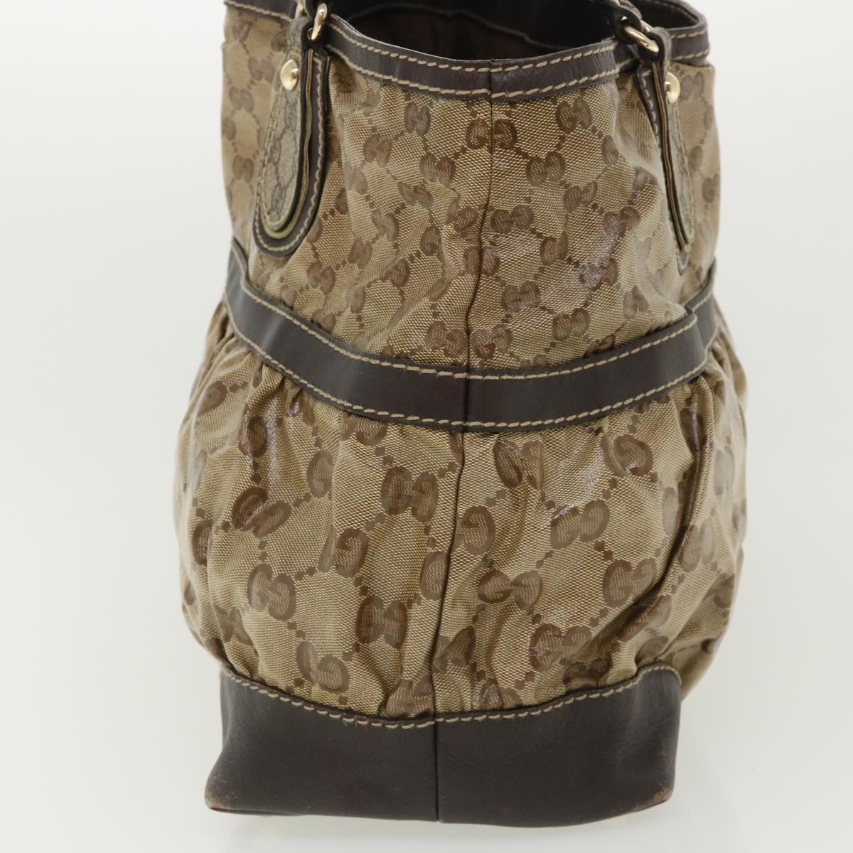 GUCCI GG Canvas Tote Bag Coated Canvas Beige Dark Brown - 3