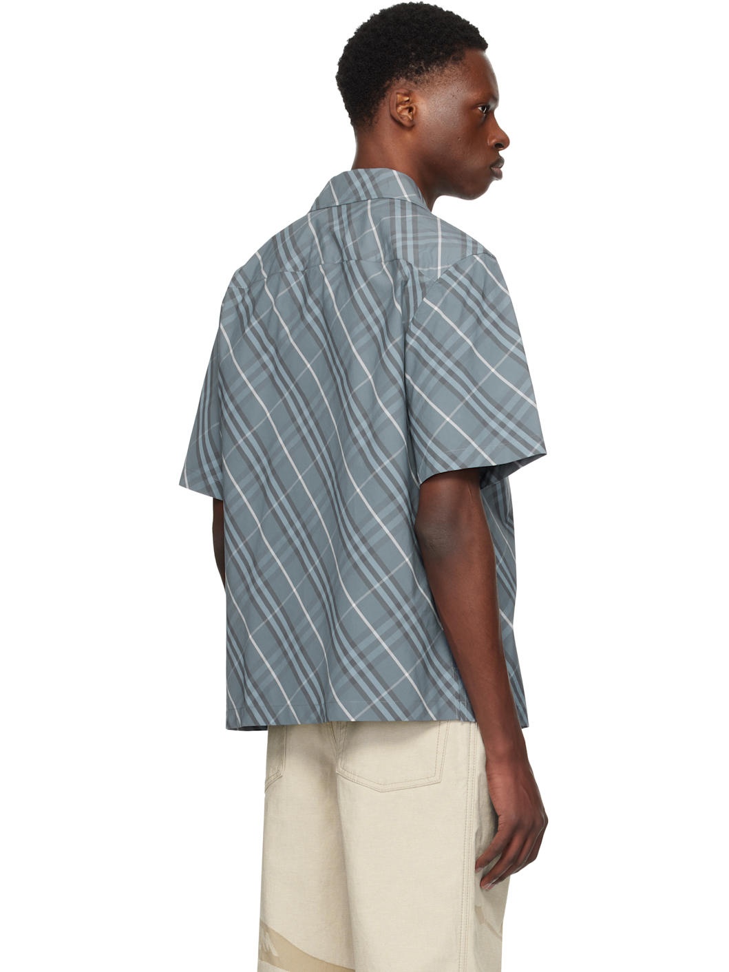 Navy Relaxed Fit Check Cotton Shirt - 3