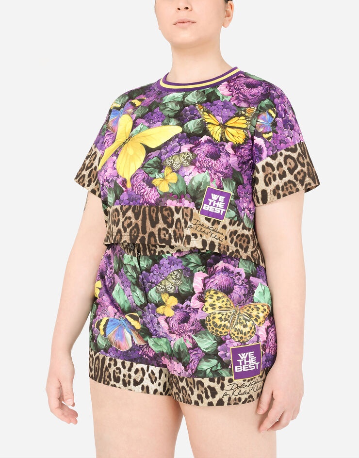 Cropped jersey T-shirt with butterfly print - 4