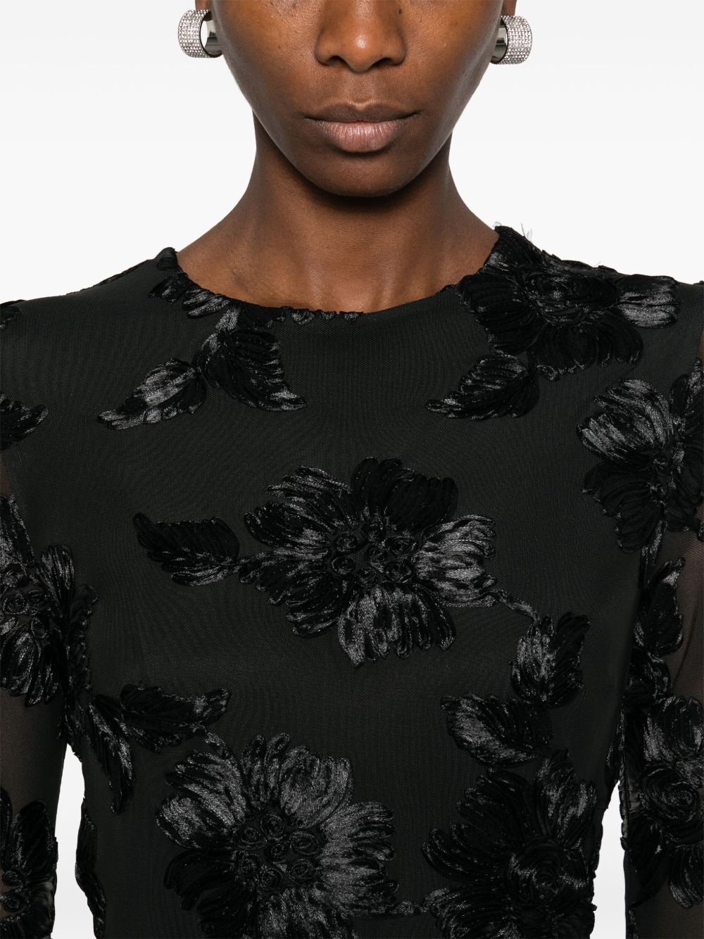 floral-embroidered mesh mini dress - 5