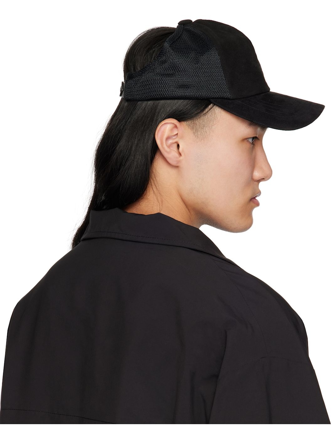 Black Logo Embroidery Suede Cap - 3