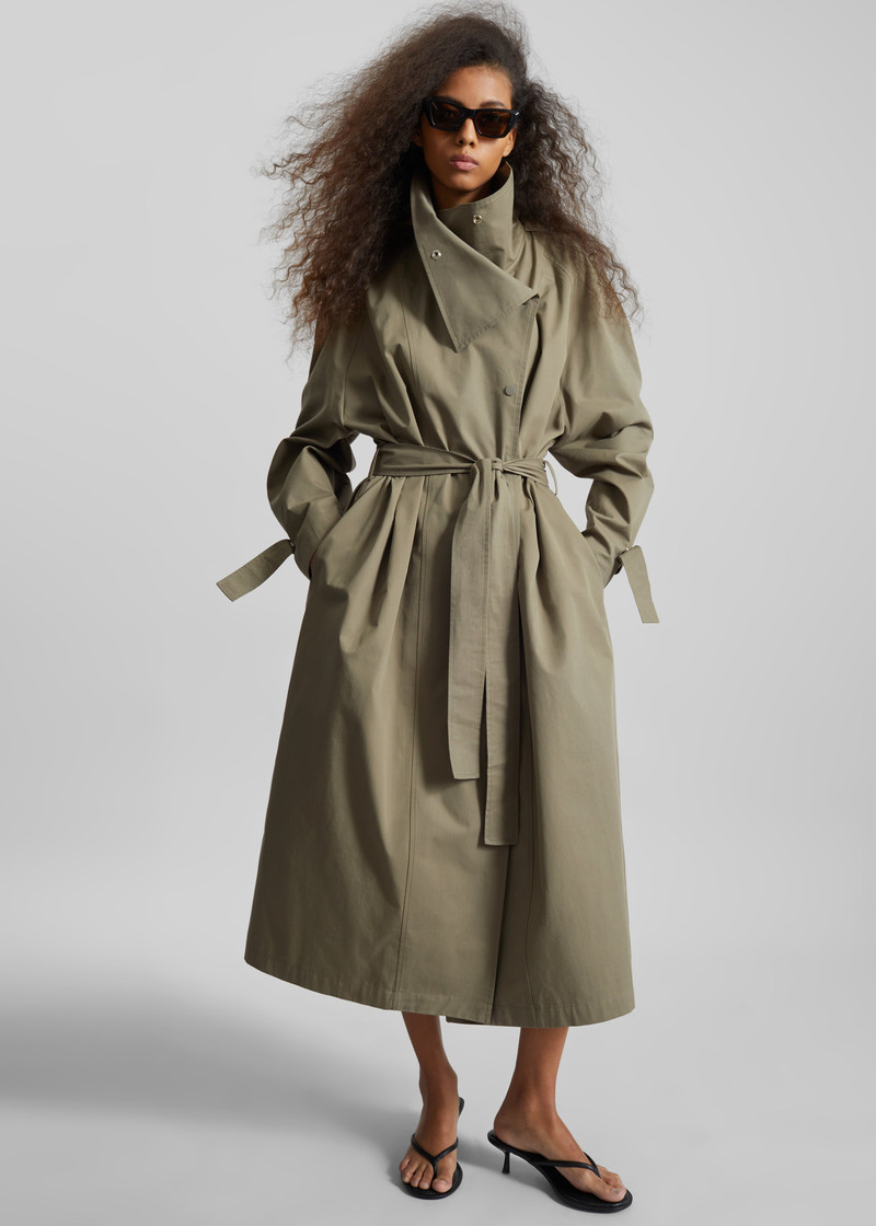 Lottie Wing Collar Trench Coat - Olive 4