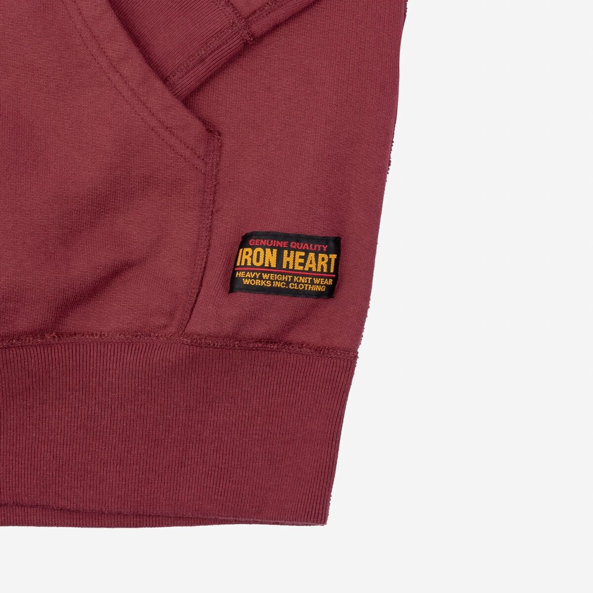 IHSW-59-BUR Printed 14oz Ultra Heavyweight Loopwheel Cotton Hoodie - Burgundy - 9