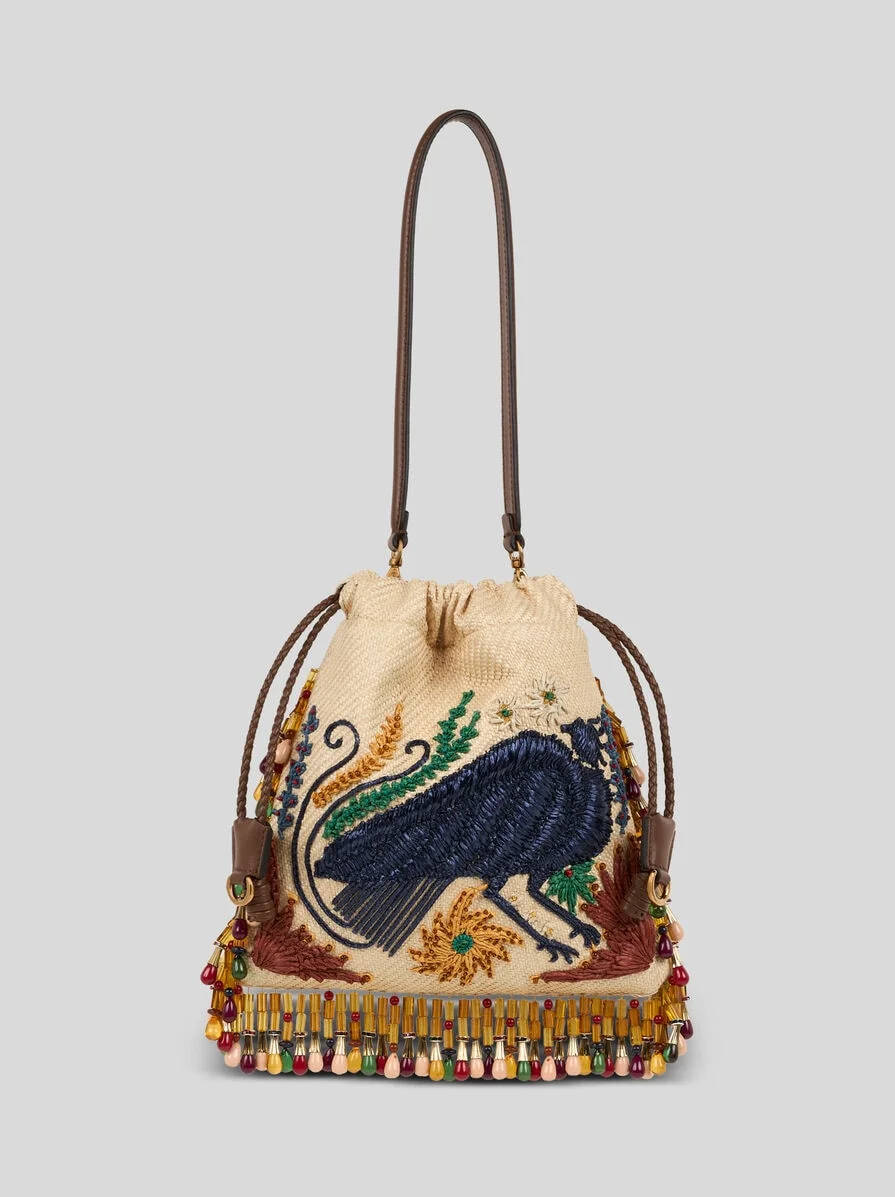 ETRO X TABBY BOOTH SMALL RAFFIA KALISPERA BAG WITH EMBROIDERY AND BEADS - 1