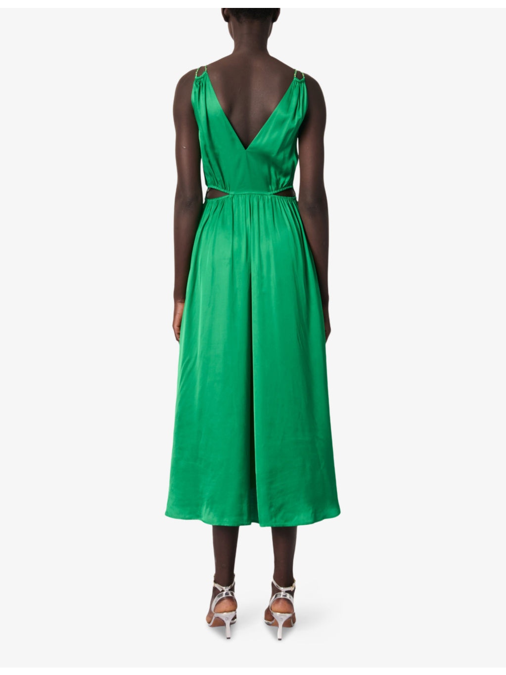 V-Neck Cut-Out Woven Midi Dress - 4