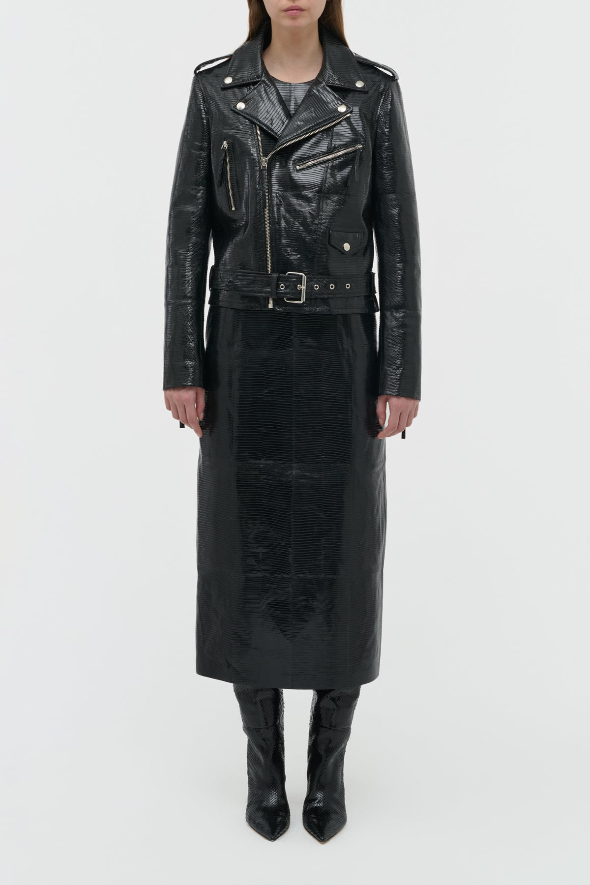Anton Biker Jacket in Black Lizard - 2