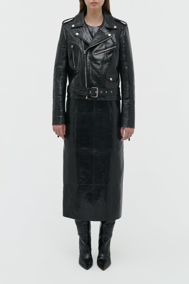 GABRIELA HEARST Anton Biker Jacket in Black Lizard outlook