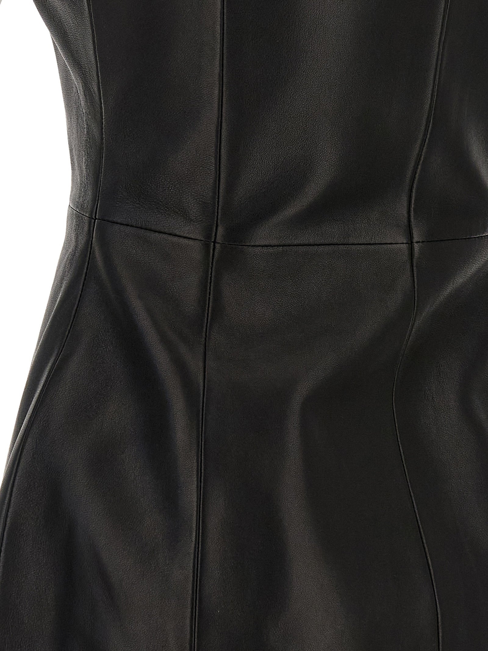 Maxi Zip Leather Dress Dresses Black - 4