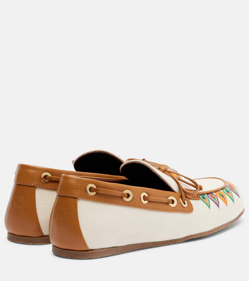 Etro Embroidered canvas boat shoes outlook