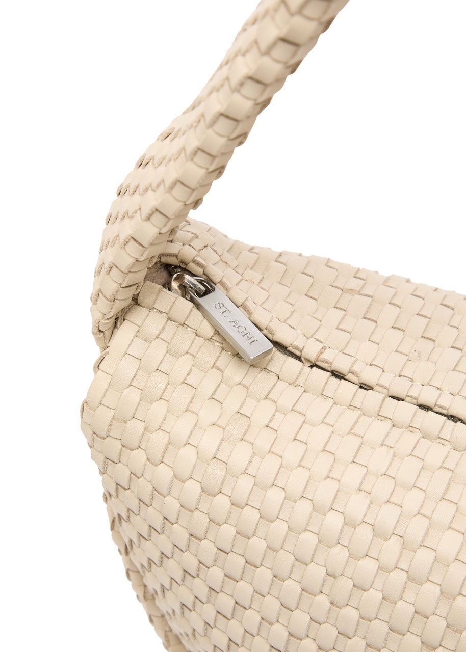 ST. Agni Latice Weave Crescent Leather Shoulder bag - 3